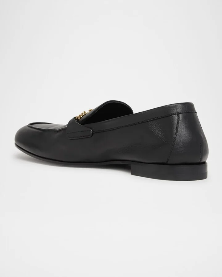 Men's Leather Medusa-Chain Loafers - Image 4