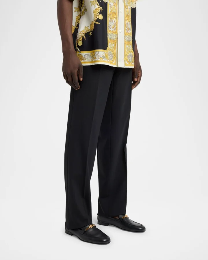 Men's Leather Medusa-Chain Loafers - Image 5