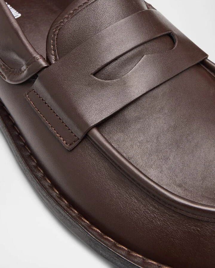Men's Leather Moc-Toe Penny Loafers - Image 10