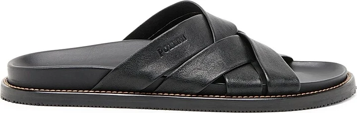 Men's Leather Mules - Black - Size 6
