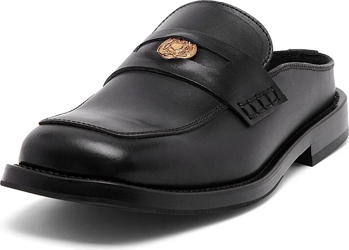 Men's Leather Open Back Penny Loafers - Black - Size 7 - Image 2