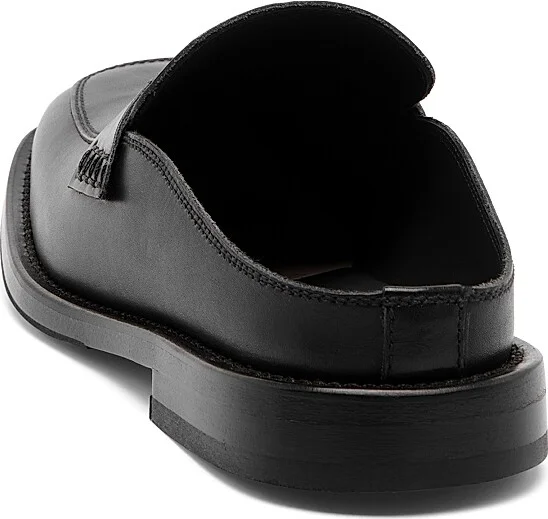 Men's Leather Open Back Penny Loafers - Black - Size 7 - Image 3