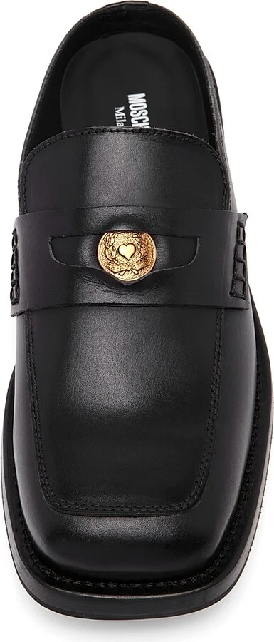 Men's Leather Open Back Penny Loafers - Black - Size 7 - Image 4