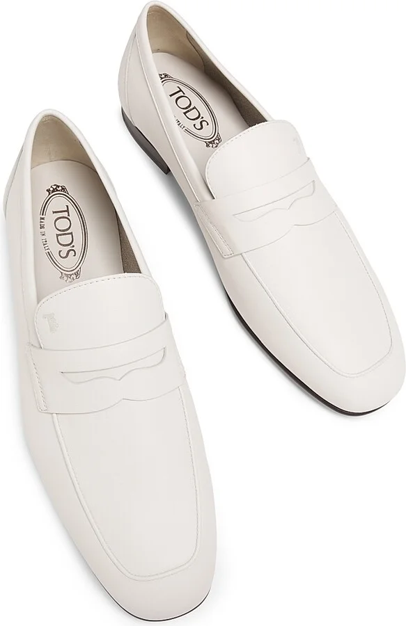 Men's Leather Penny Loafers - Bianco Calce - Size 7 - Image 4