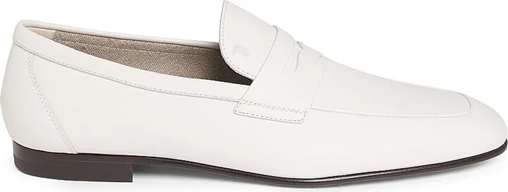 Men's Leather Penny Loafers - Bianco Calce - Size 7