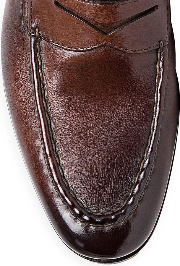 Men's Leather Penny Loafers - Dark Brown - Size 7 - Image 4