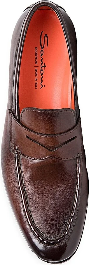 Men's Leather Penny Loafers - Dark Brown - Size 7 - Image 5
