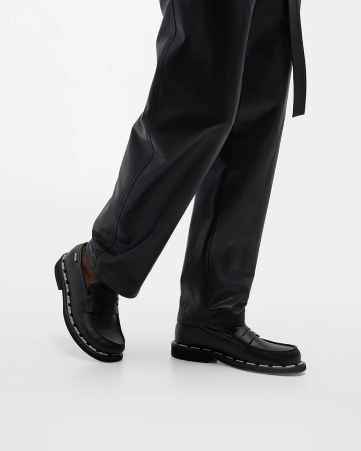 Men's Leather Penny Loafers with Logo Trim - Image 5