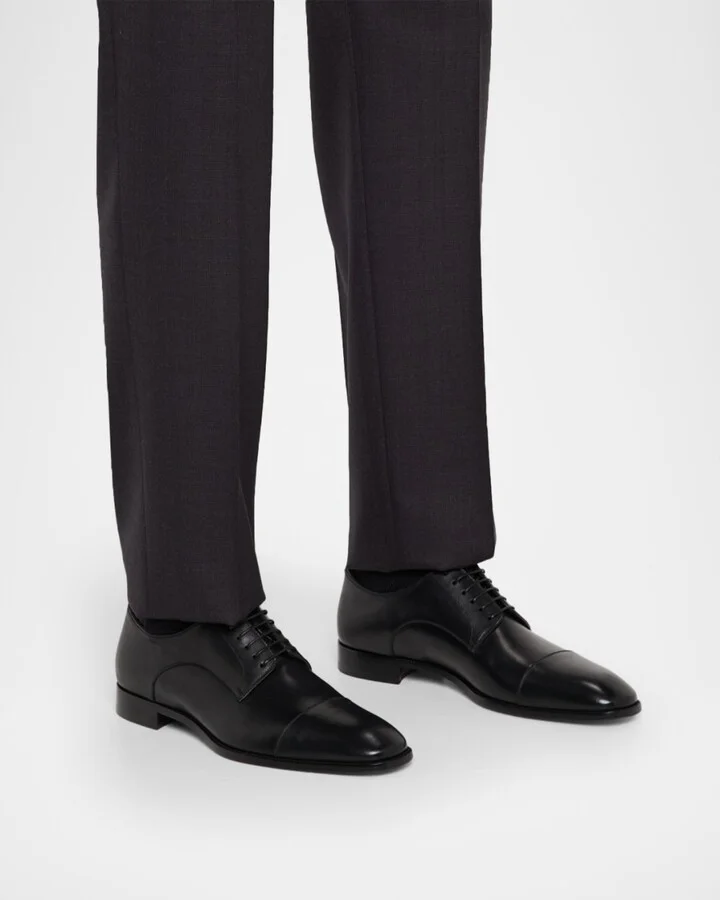 Men's Leather Red-Sole Derby Shoes - Image 3