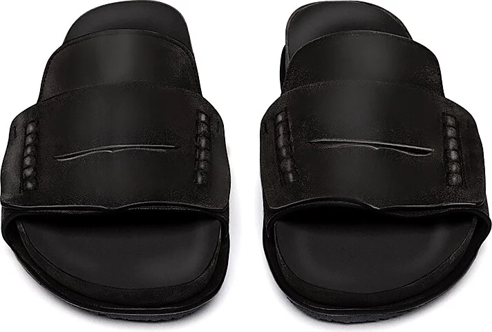 Men's Leather Slide Sandals - Black - Size 6 - Image 2
