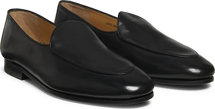 Men's Leather Slip-On Loafers - Black - Size 8 - Image 2