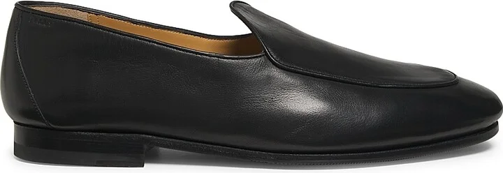 Men's Leather Slip-On Loafers - Black - Size 8
