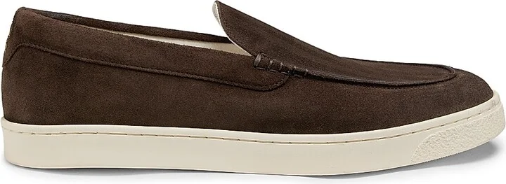 Men's Leather Slip-On Loafers - Dark Brown - Size 9