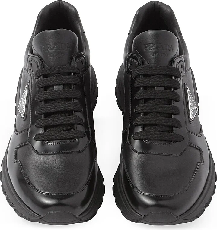 Men's Leather Sneakers - Black - Size 5 - Image 3