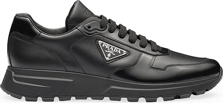 Men's Leather Sneakers - Black - Size 5