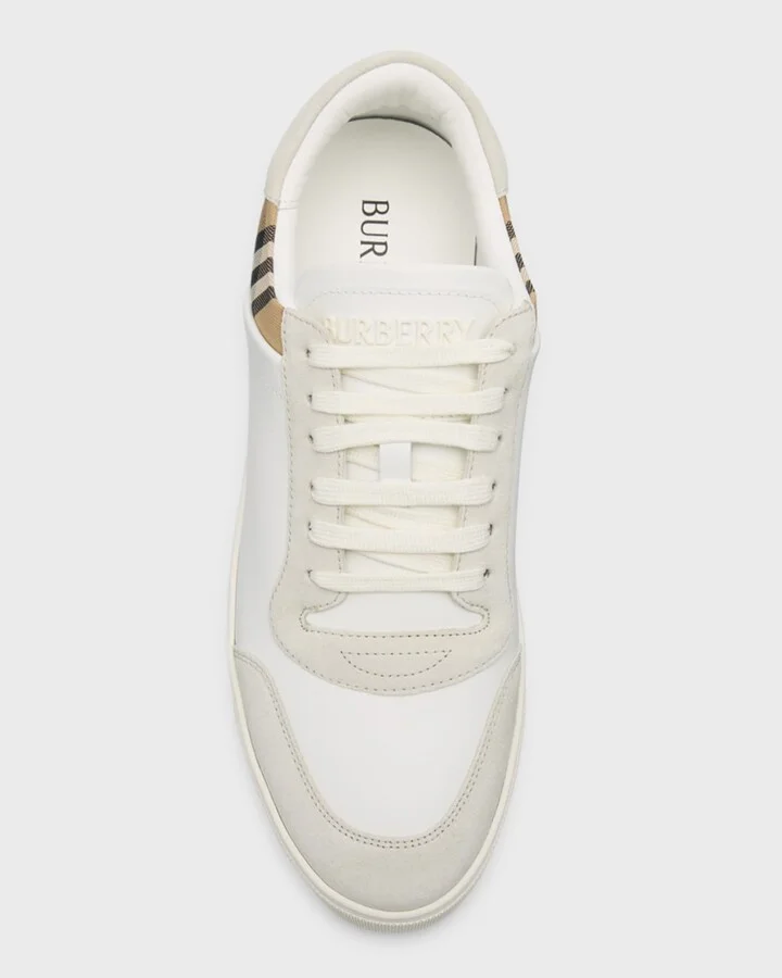 Men's Leather-Suede Check Sneakers - Image 2