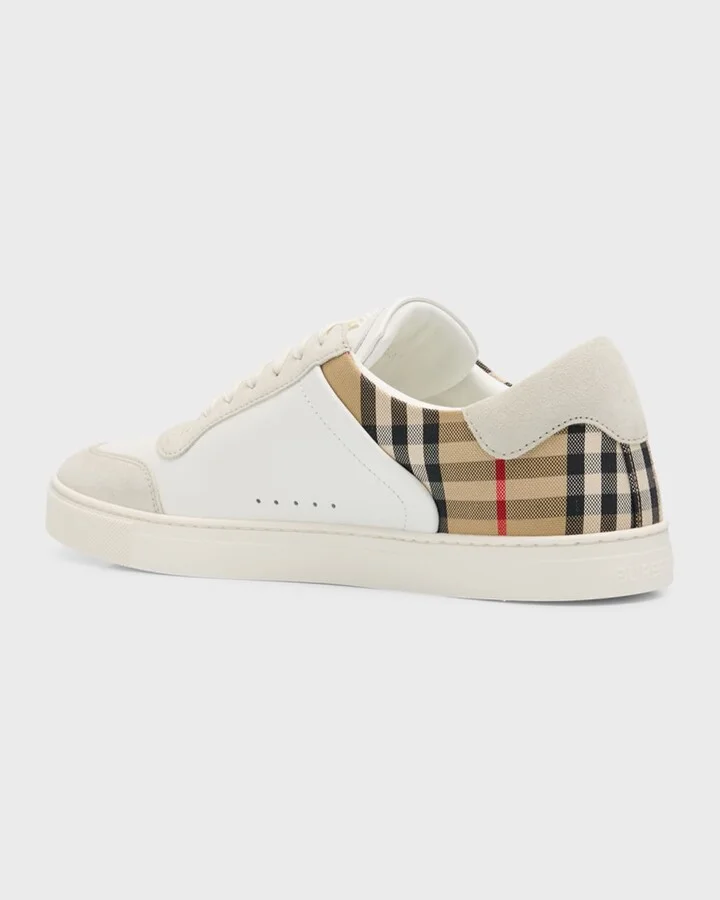 Men's Leather-Suede Check Sneakers - Image 3