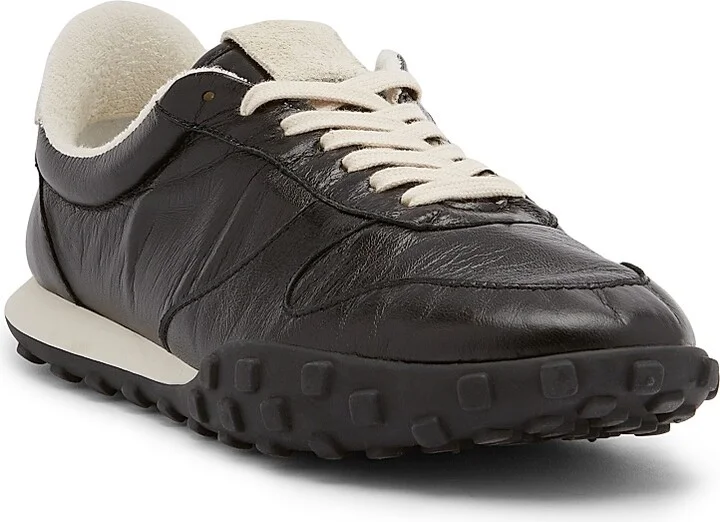 Men's Leather & Suede Low-Top Sneakers - Black - Size 6 - Image 2