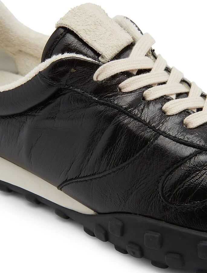 Men's Leather & Suede Low-Top Sneakers - Black - Size 6 - Image 5