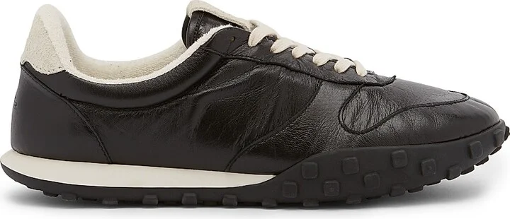 Men's Leather & Suede Low-Top Sneakers - Black - Size 6