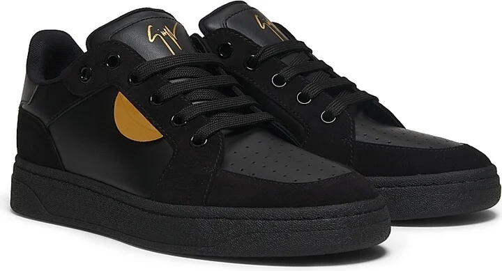 Men's Leather & Suede Low-Top Sneakers - Velvet Black - Size 7 - Image 2