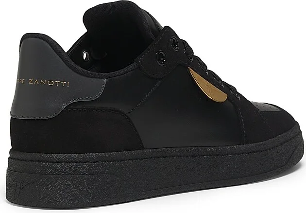 Men's Leather & Suede Low-Top Sneakers - Velvet Black - Size 7 - Image 3
