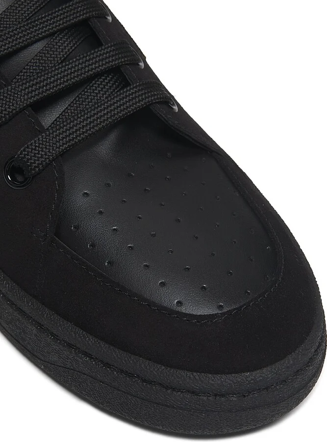 Men's Leather & Suede Low-Top Sneakers - Velvet Black - Size 7 - Image 5