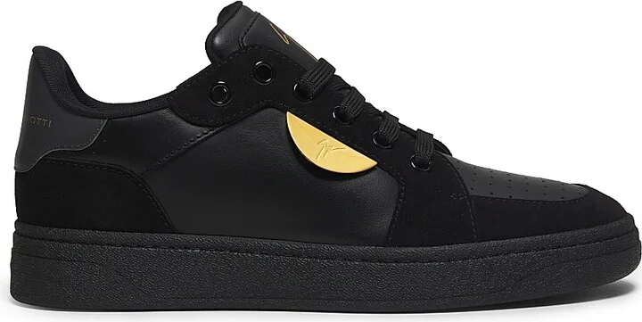 Men's Leather & Suede Low-Top Sneakers - Velvet Black - Size 7