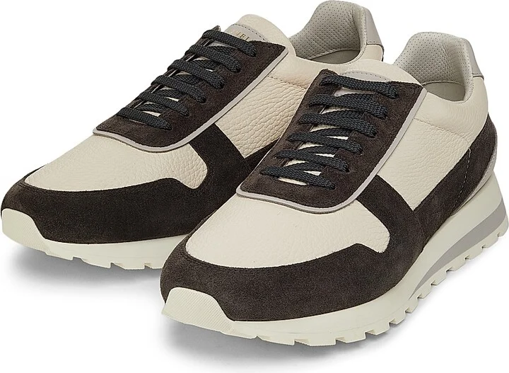 Men's Leather & Suede Low-Top Sneakers - White Grey - Size 8 - Image 2