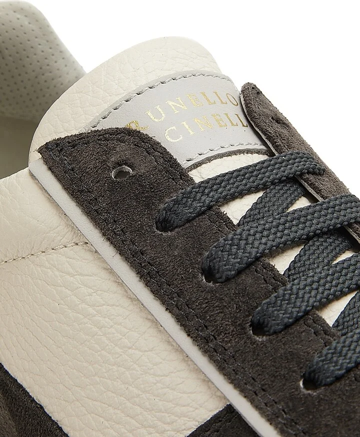 Men's Leather & Suede Low-Top Sneakers - White Grey - Size 8 - Image 5