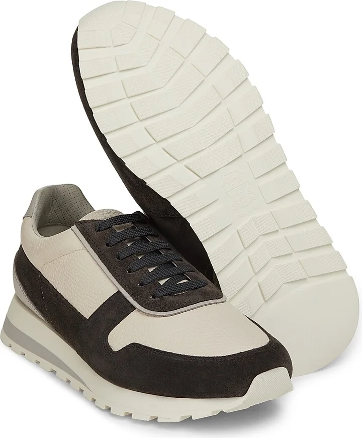 Men's Leather & Suede Low-Top Sneakers - White Grey - Size 8 - Image 6