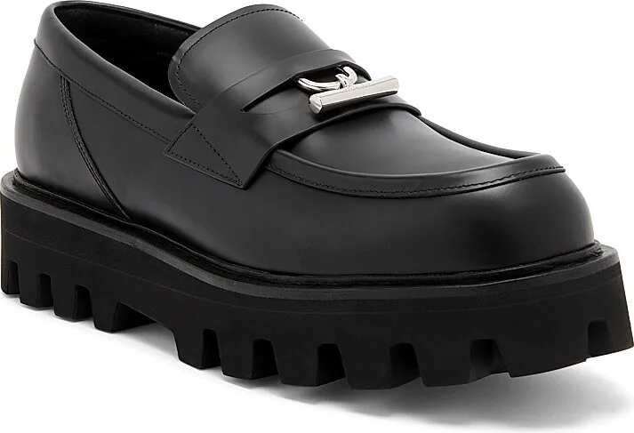 Men's Leather T-Bar Penny Loafers - Black Silver - Size 7 - Image 2