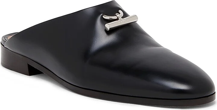Men's Leather T-Bar Slip-On Loafers - Black Silver - Size 7 - Image 2