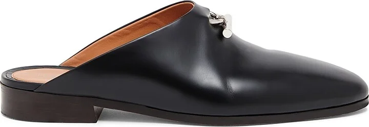 Men's Leather T-Bar Slip-On Loafers - Black Silver - Size 7