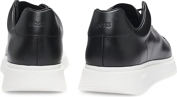 Men's Leather Trainer Sneakers with Rubber Outsole - Black - Size 6 - Image 4