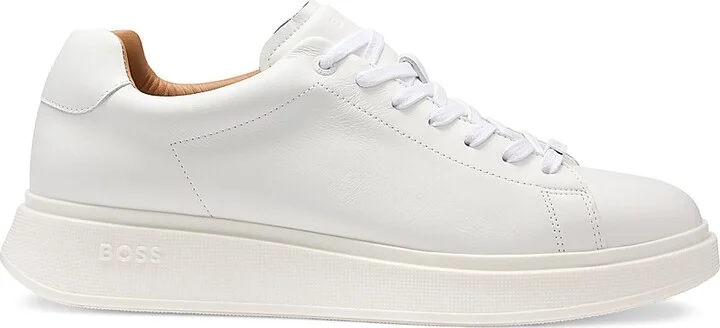 Men's Leather Trainer Sneakers with Rubber Outsole - Black - Size 6 - Image 10