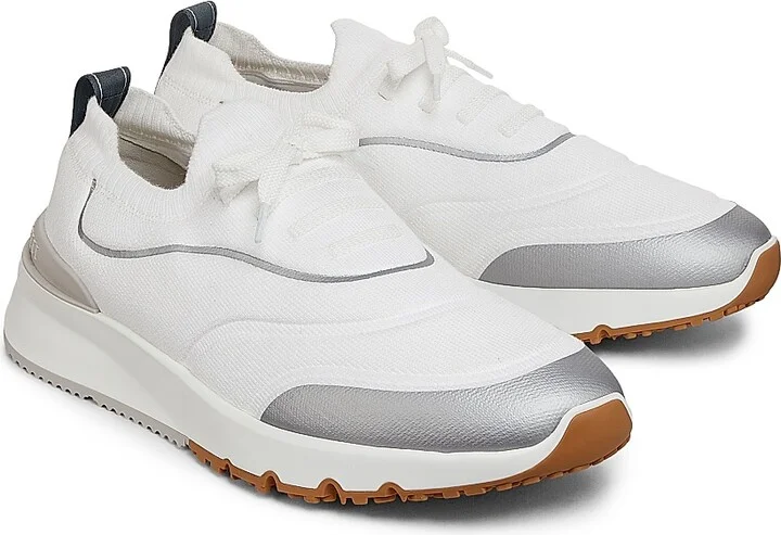 Men's Leather-Trimmed Slip-On Sneakers - White - Size 9 - Image 2