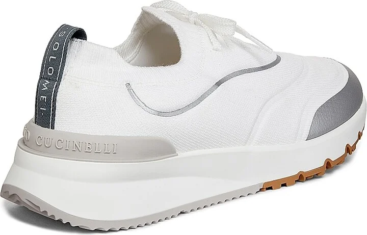 Men's Leather-Trimmed Slip-On Sneakers - White - Size 9 - Image 3