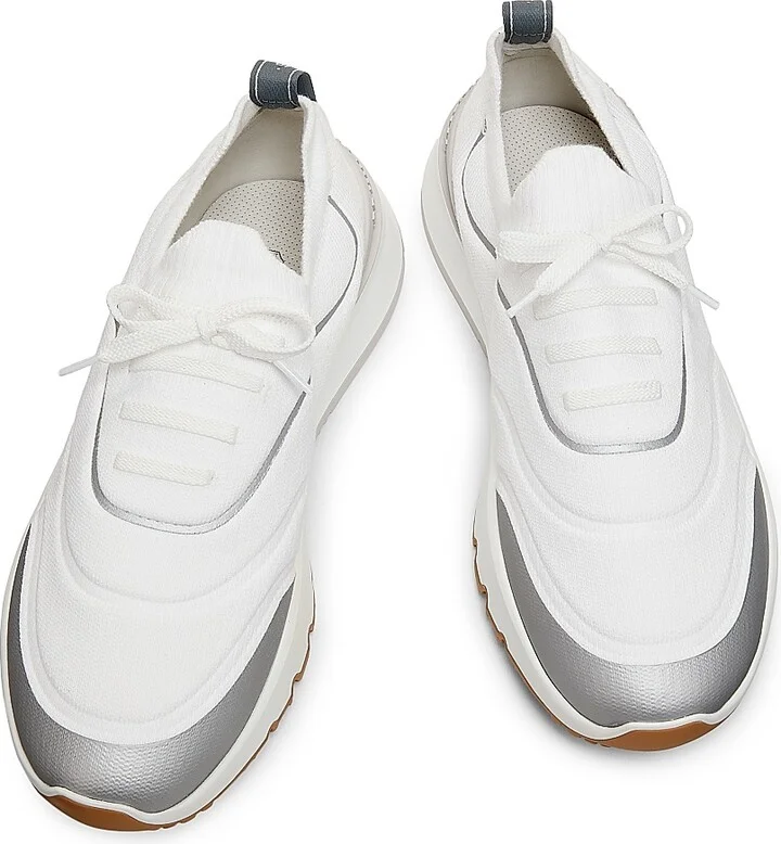 Men's Leather-Trimmed Slip-On Sneakers - White - Size 9 - Image 4