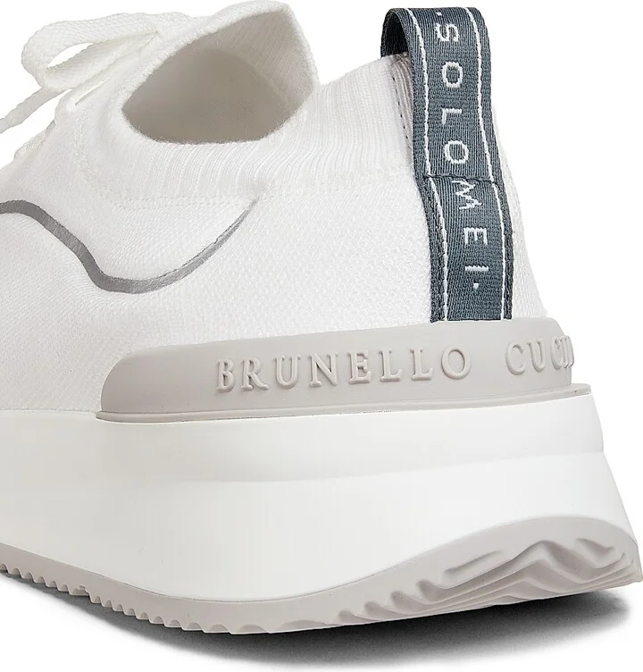 Men's Leather-Trimmed Slip-On Sneakers - White - Size 9 - Image 5