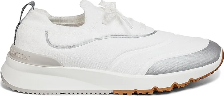 Men's Leather-Trimmed Slip-On Sneakers - White - Size 9