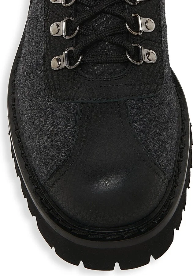 Men's Leather-Trimmed Wool-Blend Ankle Boots - Grey Black - Size 7 - Image 4
