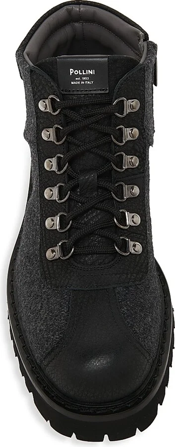 Men's Leather-Trimmed Wool-Blend Ankle Boots - Grey Black - Size 7 - Image 5