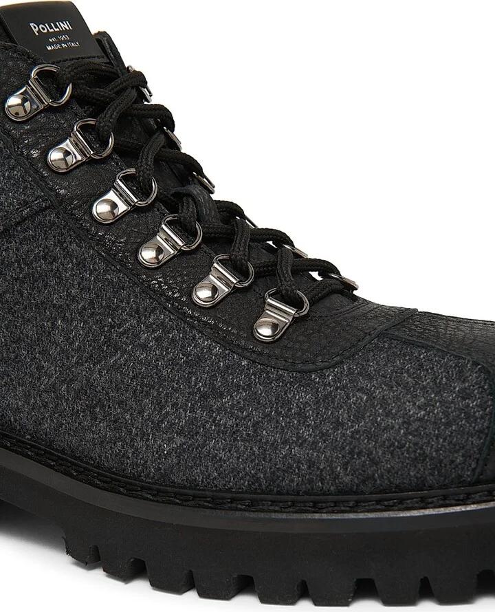Men's Leather-Trimmed Wool-Blend Ankle Boots - Grey Black - Size 7 - Image 6