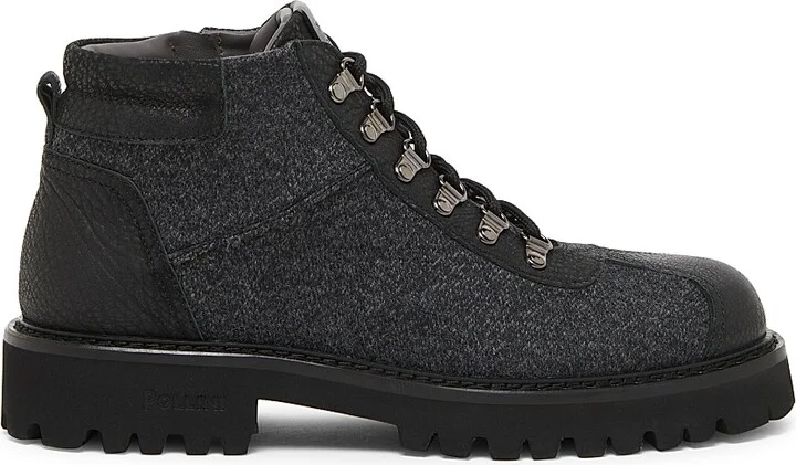 Men's Leather-Trimmed Wool-Blend Ankle Boots - Grey Black - Size 7