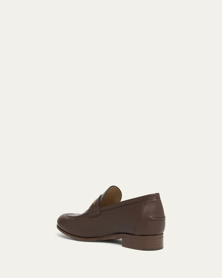 Men's Leather VLogo Chain Bit Loafers - Image 4