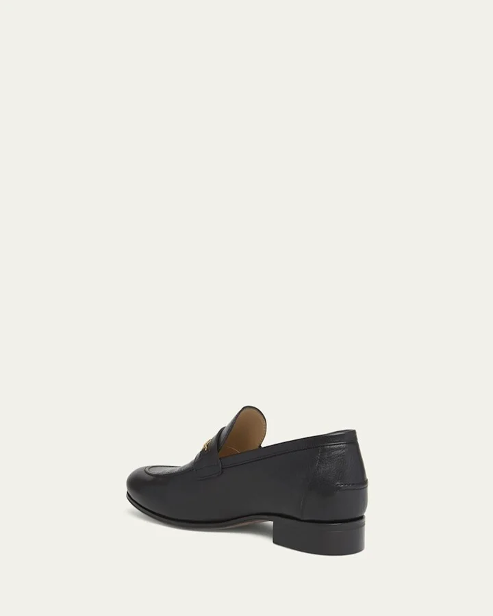 Men's Leather VLogo Chain Bit Loafers - Image 8