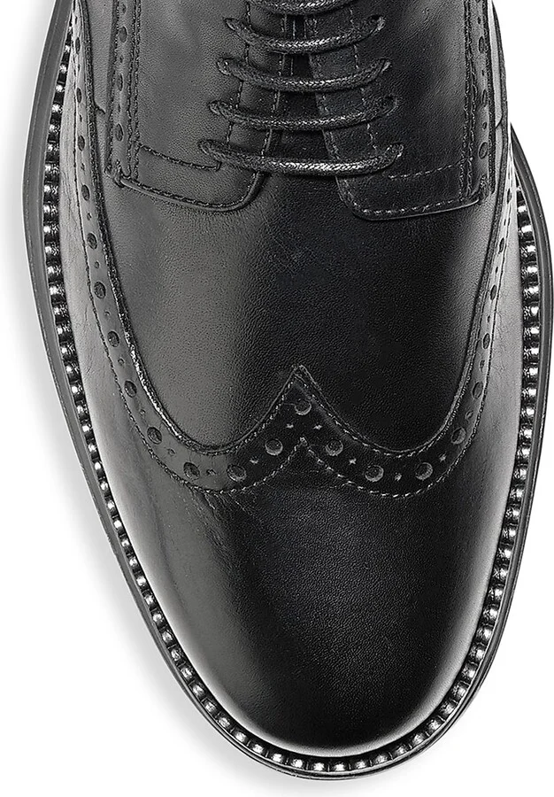 Men's Leather Wingtip Oxfords - Black - Size 11 - Image 4