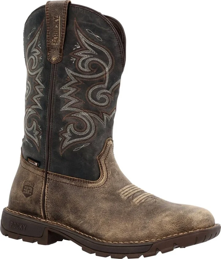 Men's Legacy 32 Waterproof Pull-On Work Western Boot In Distressed Brown