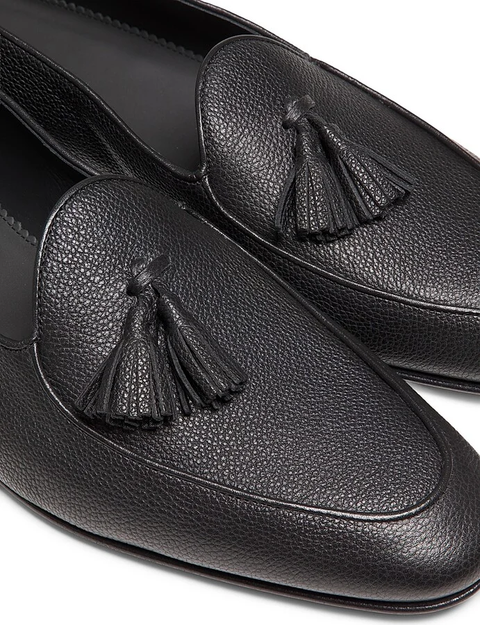 Men's Lennox Leather Tassel Loafers - Black - Size 8.5